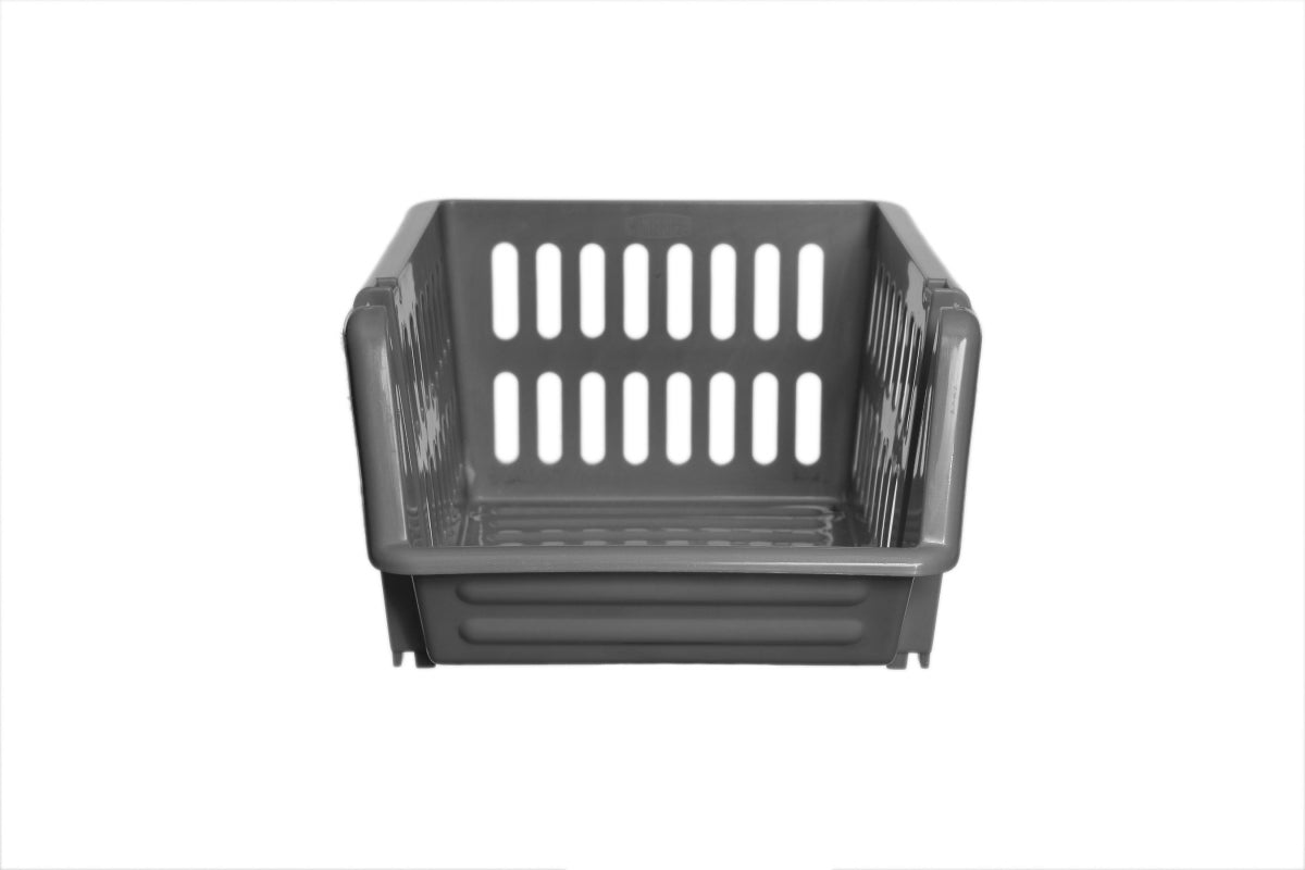 Image - Whitefurze Stacking Basket Set, 18cm, 3pcs, Silver