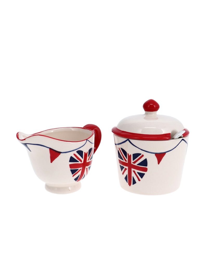 Image - Premier Housewares I Love UK Milk And Sugar Set, Cream and Red