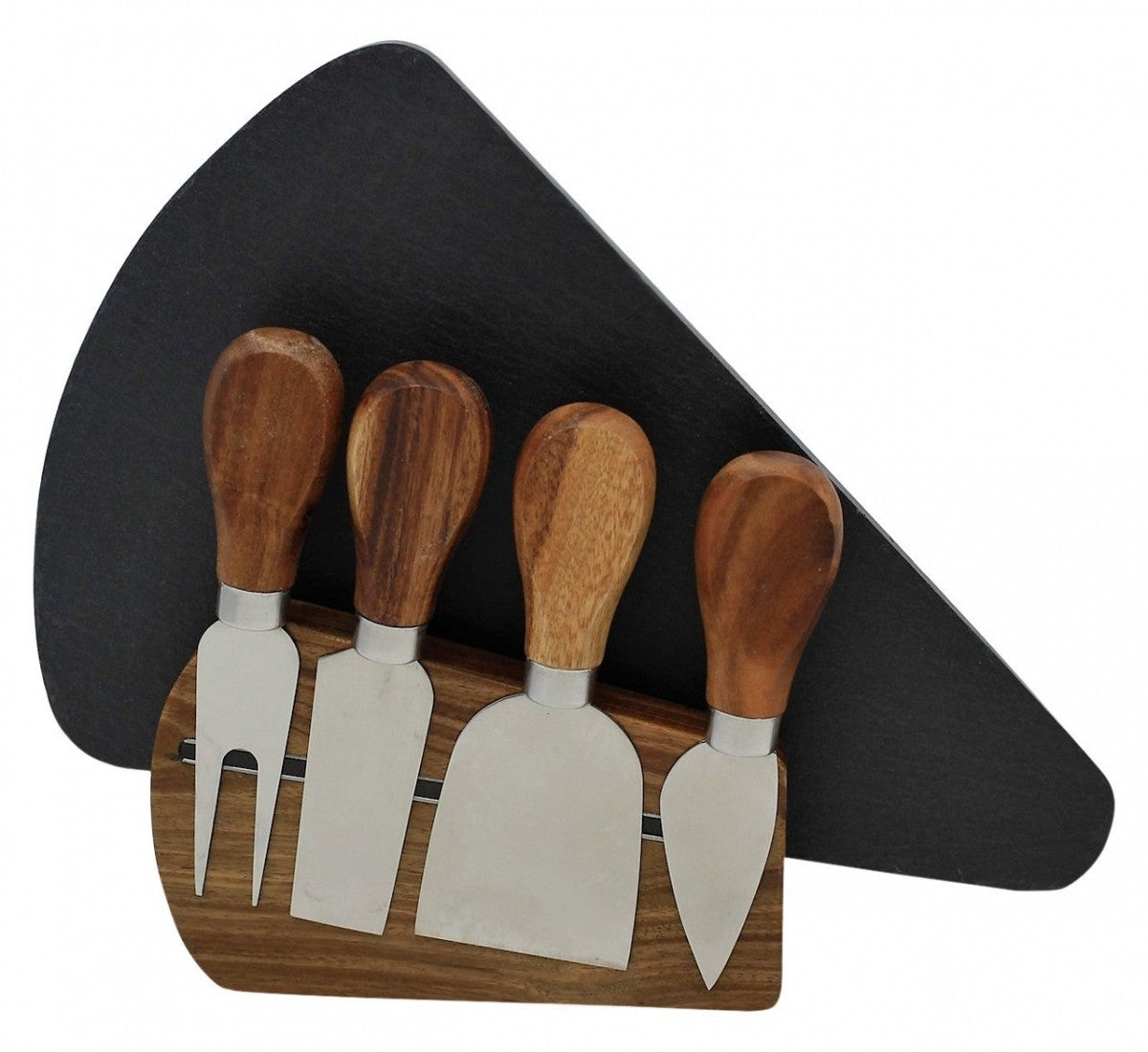 Image - Grunwerg Cheese Slate Set 6pc, Wood & Black