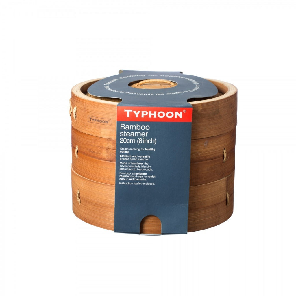 Typhoon World Foods Double Tier Bamboo Steamer, 8in