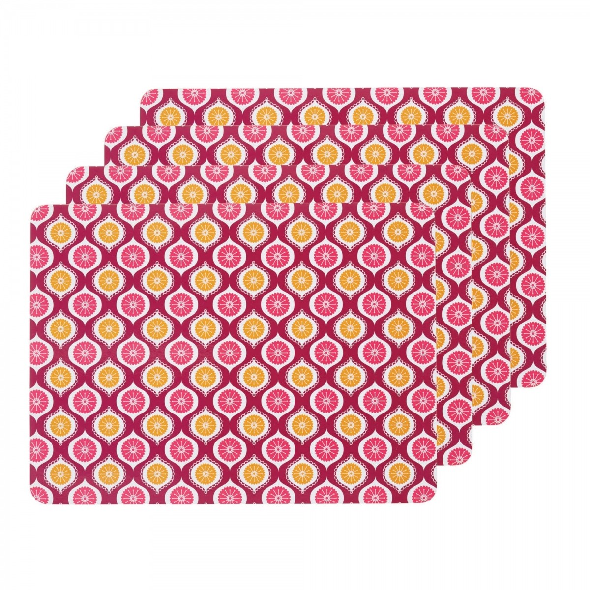 Image - KitchenCraft 'Geometric' Cork Back Laminated Placemats, Set of 4, Pink