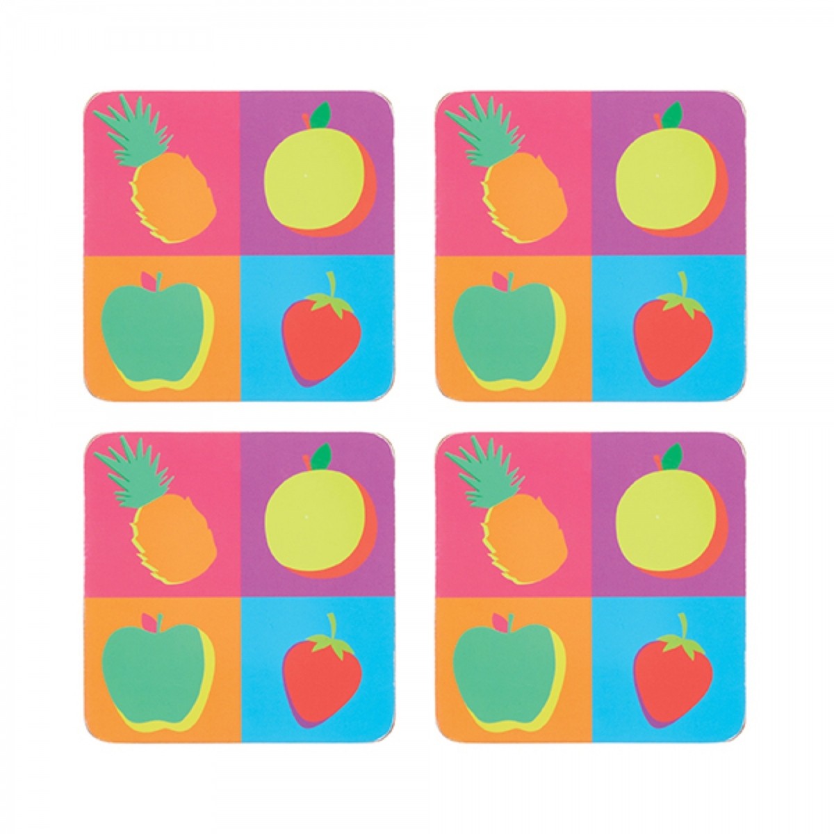 Image - KitchenCraft 'Fruit' Cork Back Laminated Coasters, Set of 4