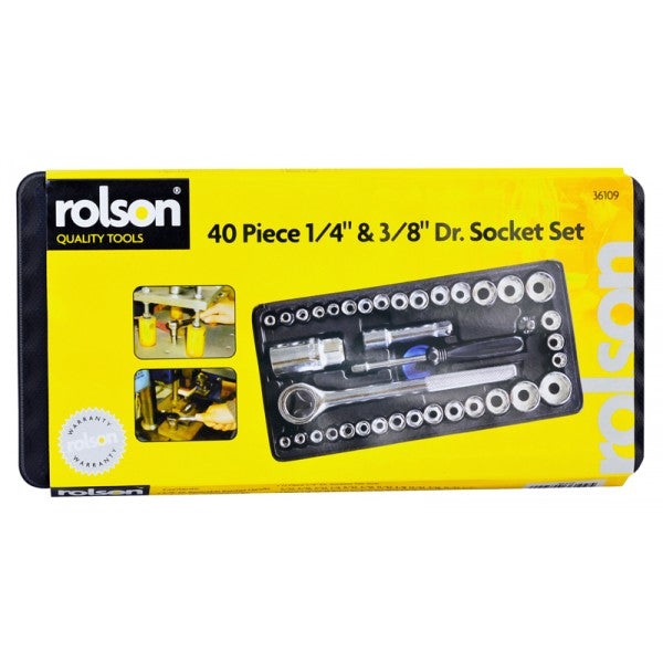 Image - Rolson 40pc 1/4" & 3/8" Dr Socket Set