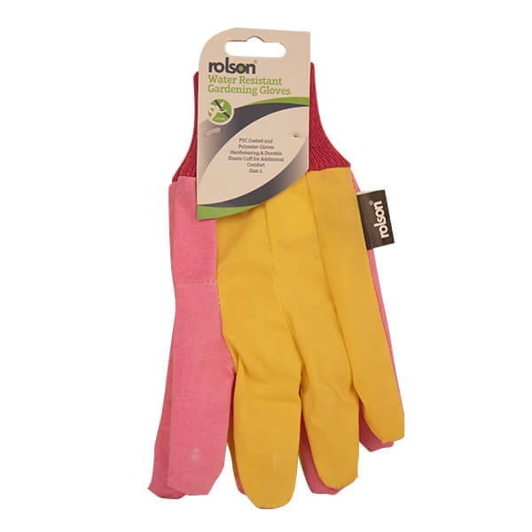 Image - Rolson Water Resitant Gloves – Pink/Yellow