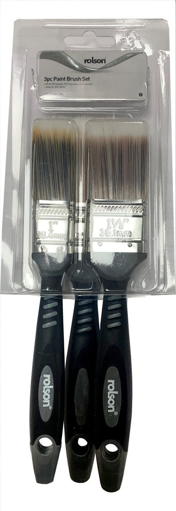 Image - Rolson Synthetic Bristle Paint Brush Set - 3 Piece 1x25mm,1x38mm,1x50mm