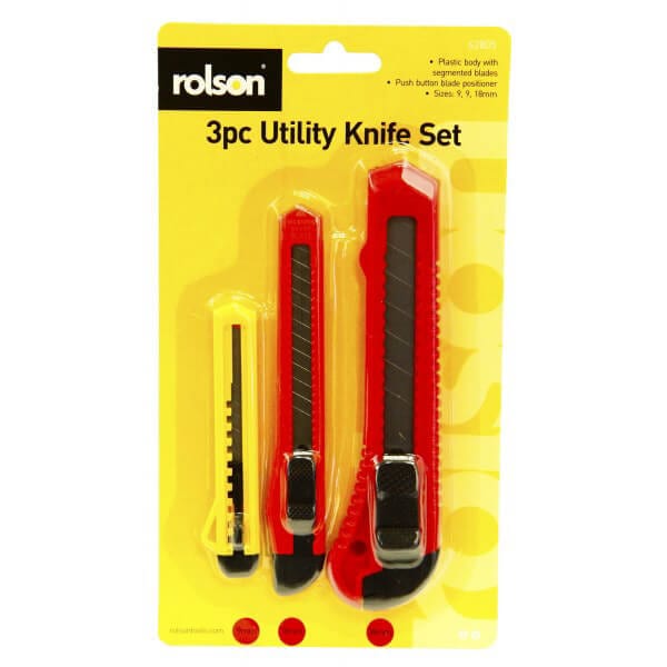 Image - Rolson 3pc Utility Knife Set