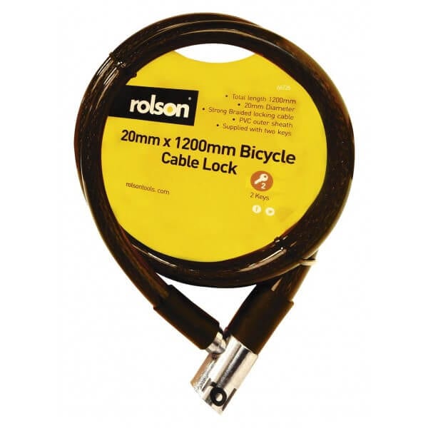 Image - Rolson 20 x 1200mm Bicycle Cable Lock