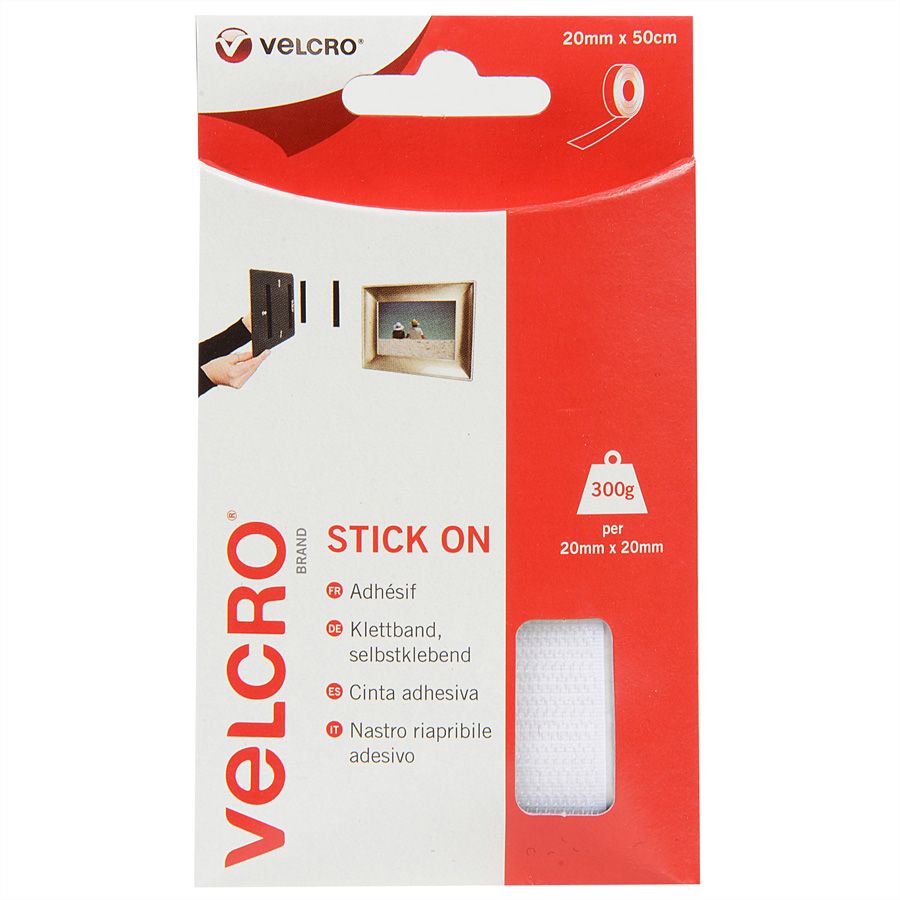 Image - Velcro Stick On, 20mm x 50cm, White