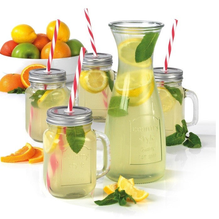 Image - Giles & Posner 1 Litre Decanter with Set of 4 Glass Jars