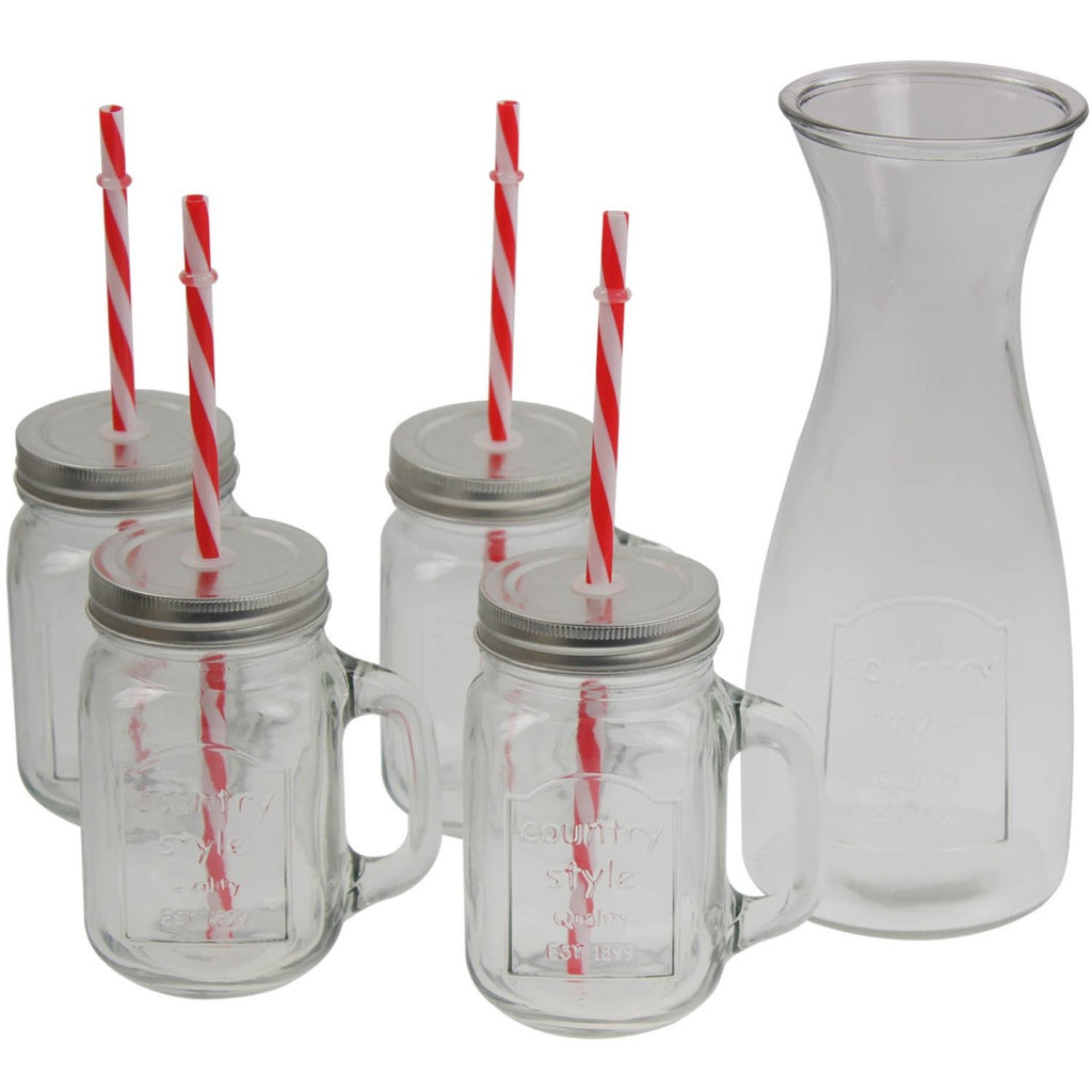Image - Giles & Posner 1 Litre Decanter with Set of 4 Glass Jars