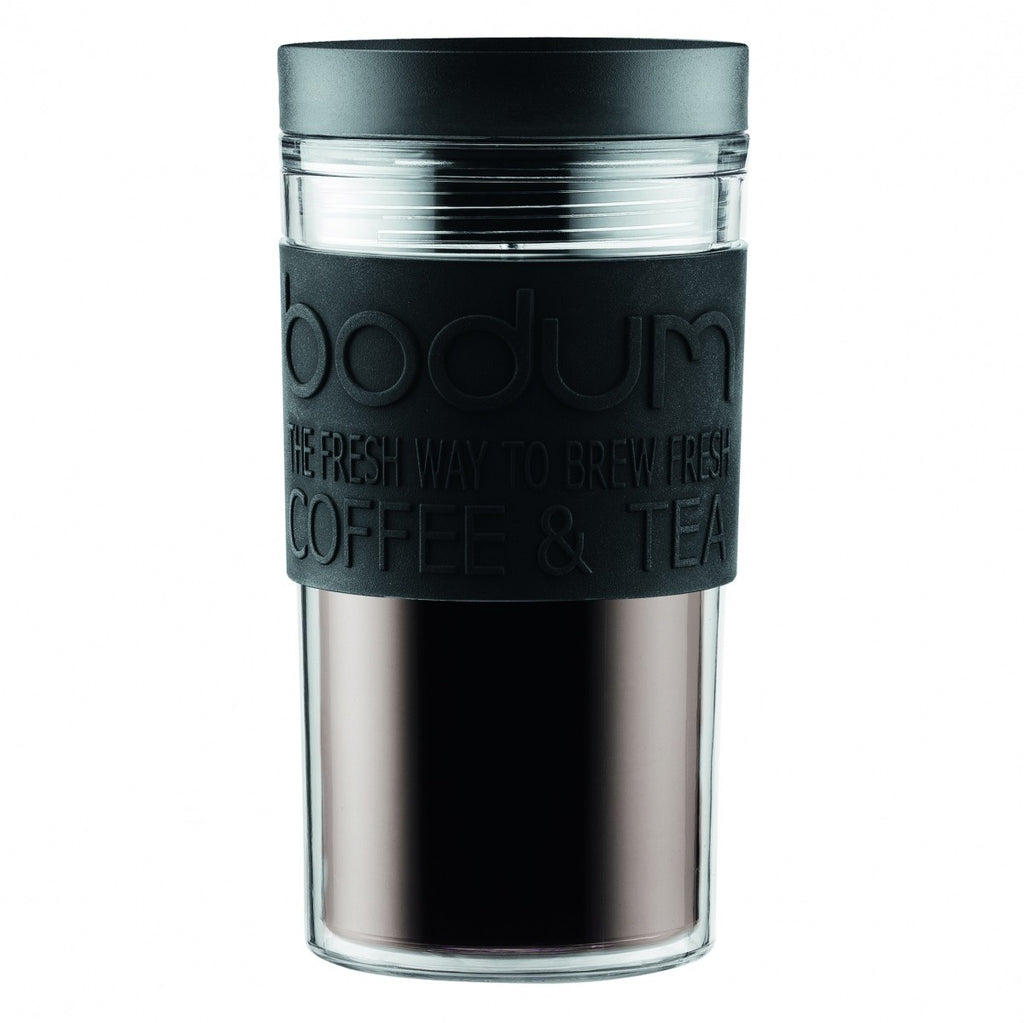 Image - Bodum Double Wall Plastic Body Travel Mug, 0.35L, Black/Clear