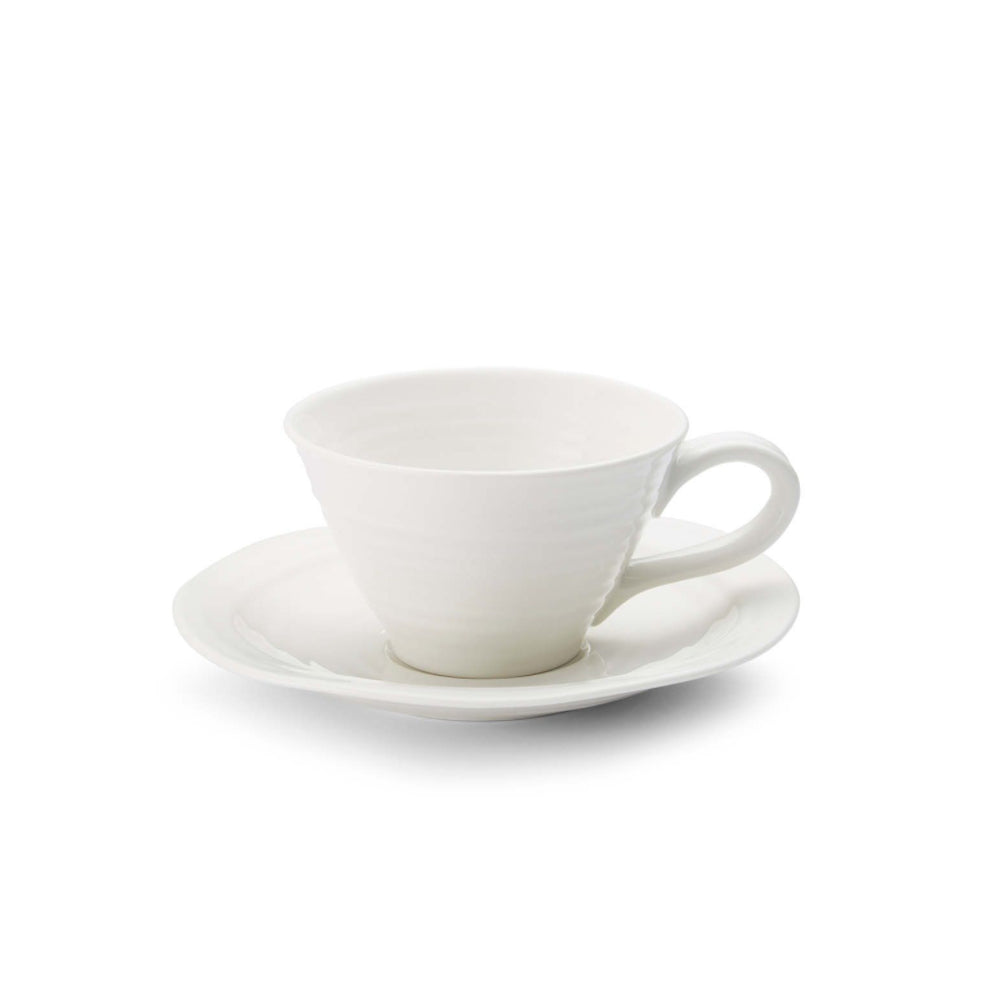 Portmeirion Sophie Conran Porcelain Teacup & Saucer, Set of 4, White