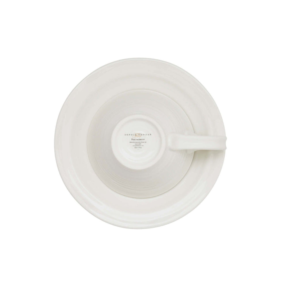 Portmeirion Sophie Conran Porcelain Teacup & Saucer, Set of 4, White