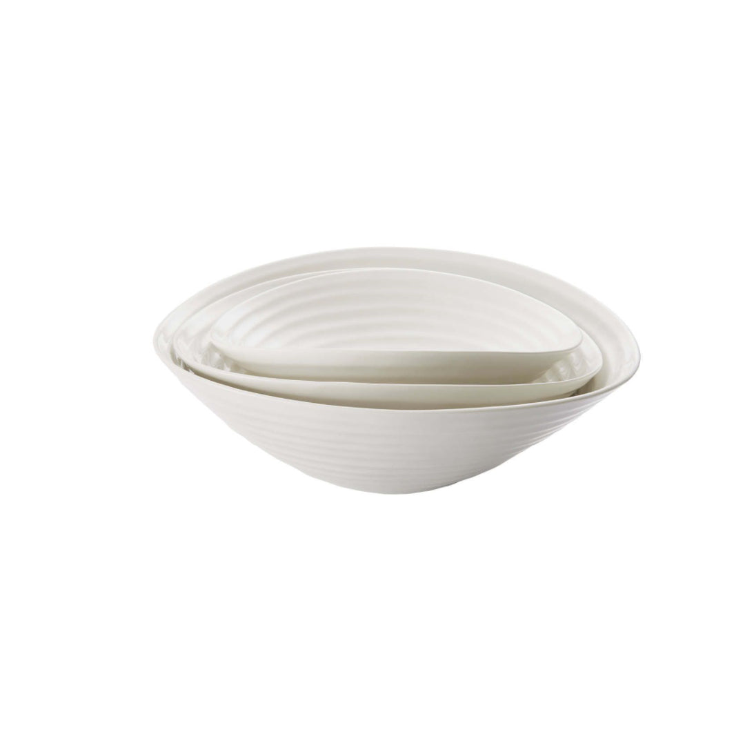 Portmeirion Sophie Conran Porcelain Salad Bowls, Set of 3, White