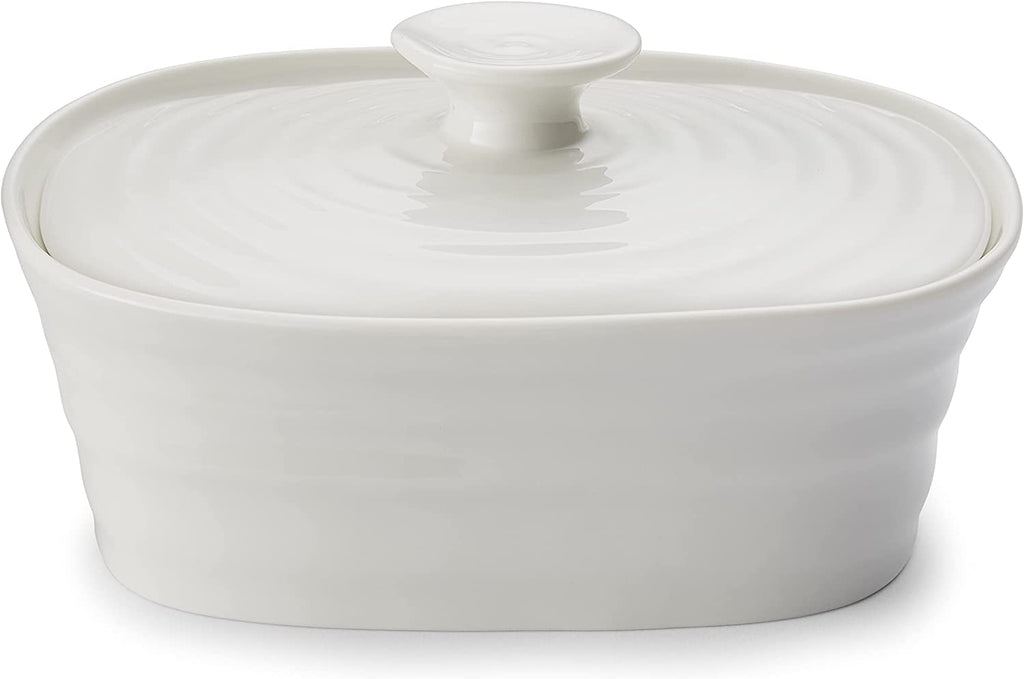 Portmeirion Sophie Conran Covered Porcelain Butter Dish, White