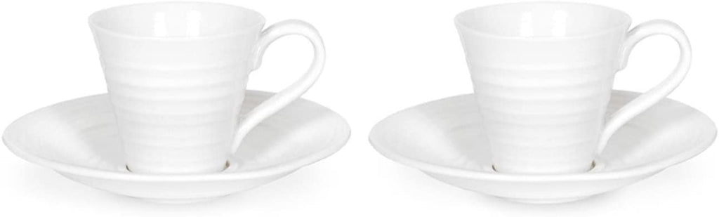 Portmeirion Sophie Conran Porcelain Espresso Cup & Saucers, Set of 2,White