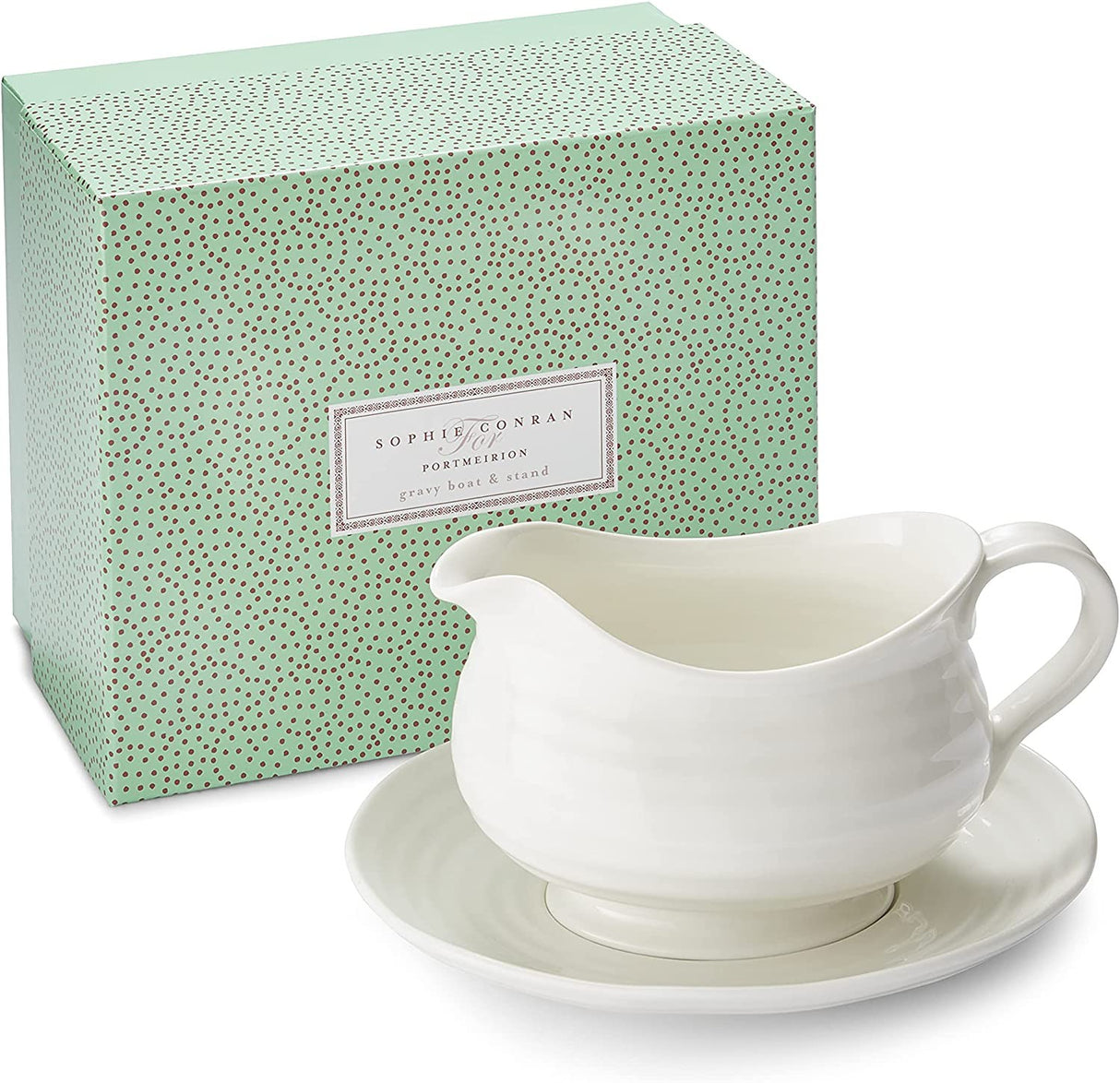 Portmeirion Sophie Conran Porcelain Gravy Boat & Stand, White