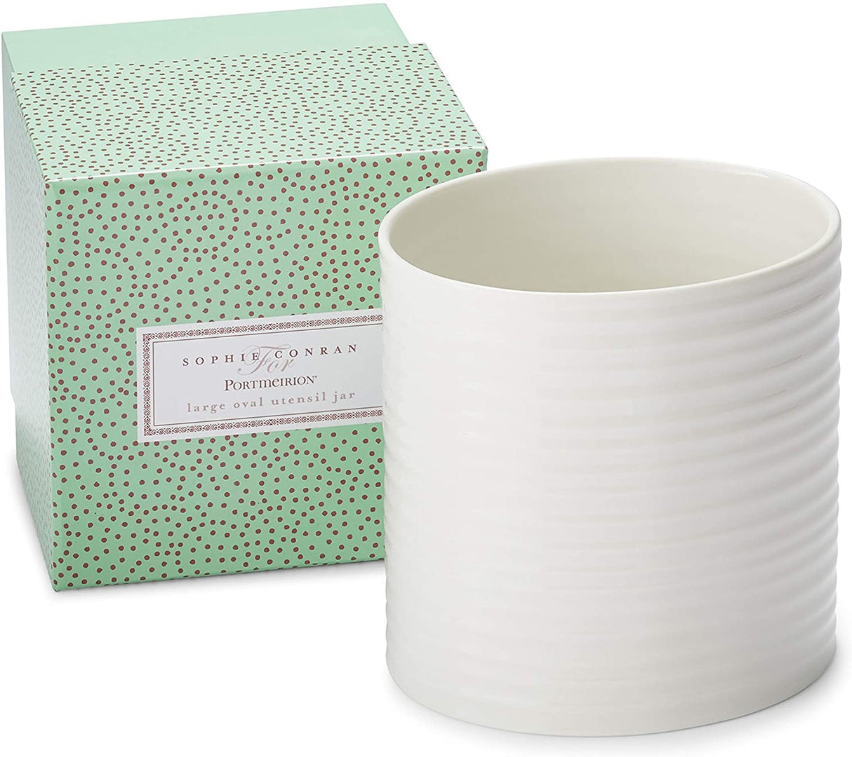 Portmeirion Sophie Conran Porcelain Large Oval Utensil Jar, White