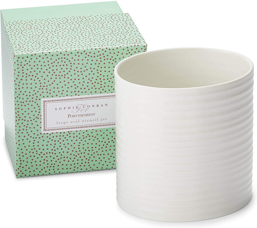 Portmeirion Sophie Conran Porcelain Large Oval Utensil Jar, White