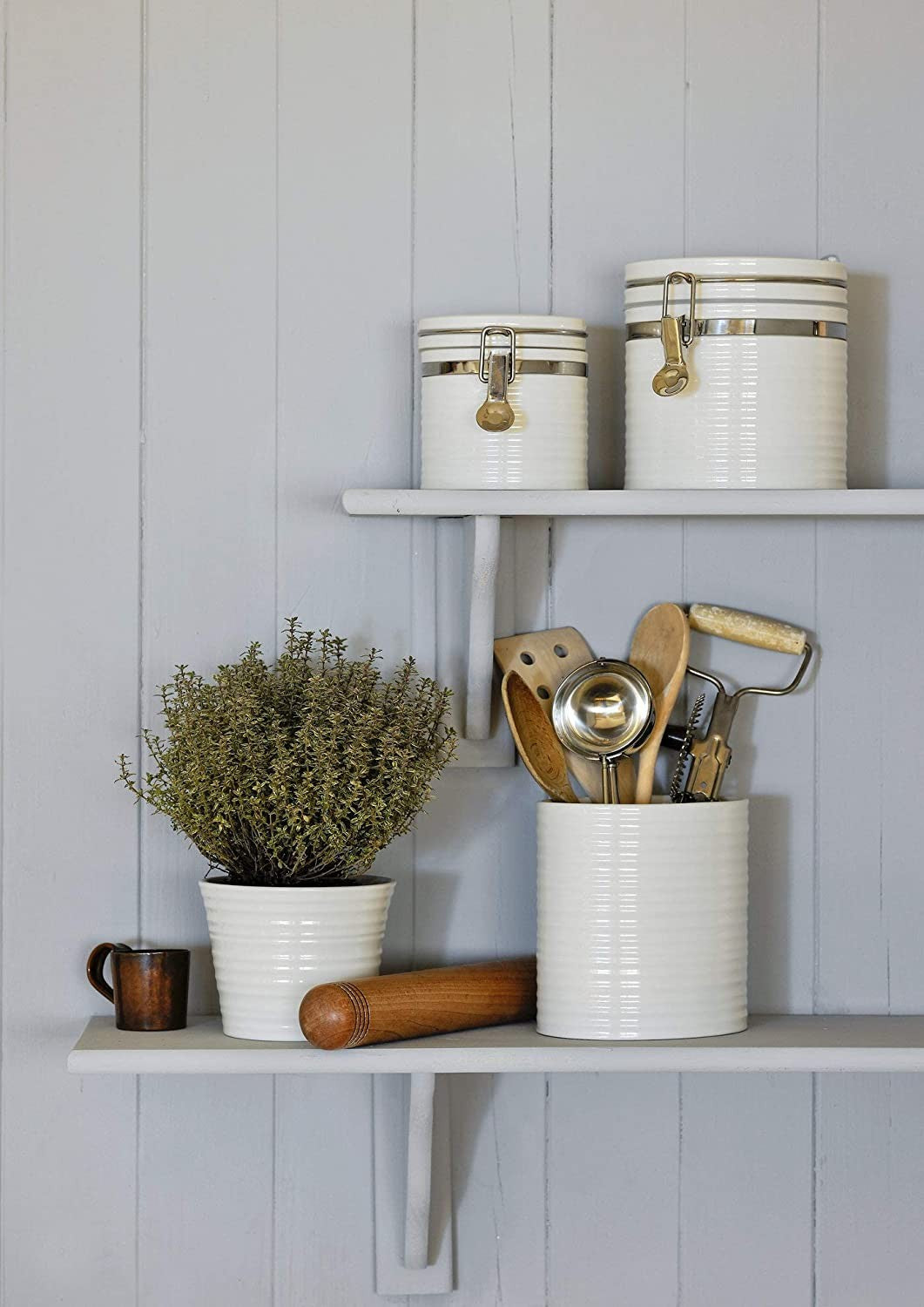 Portmeirion Sophie Conran Porcelain Large Oval Utensil Jar, White