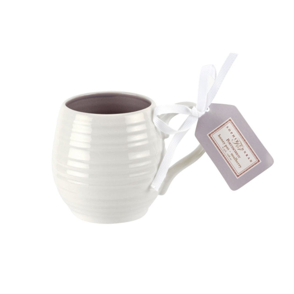 Portmeirion Sophie Conran Porcelain Honey Pot Barrel Mug, 10oz, Set Of 4, Mulberry