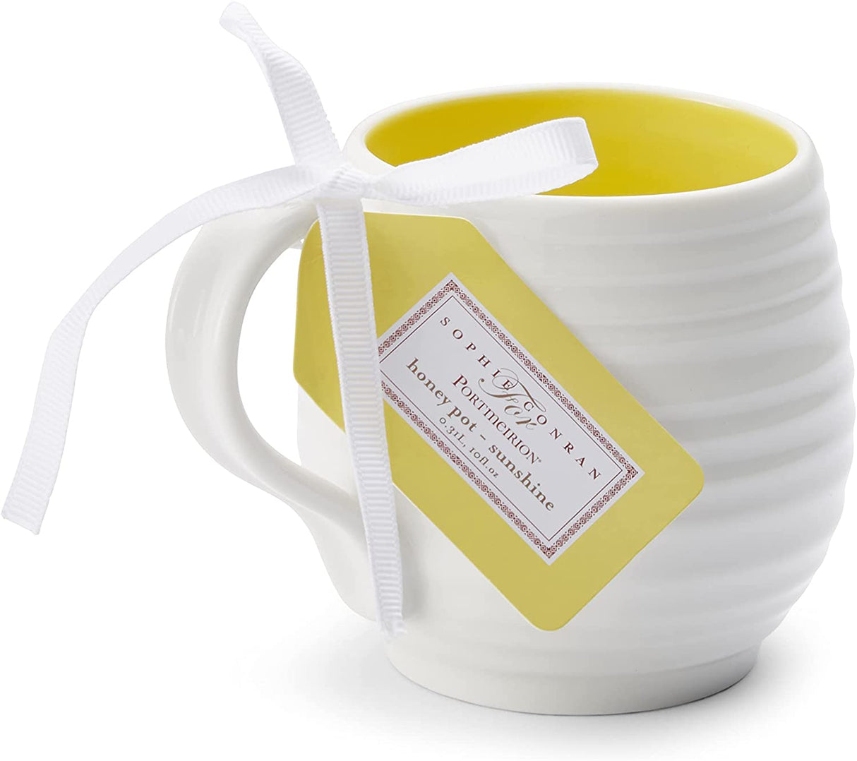 Portmeirion Sophie Conran Porcelain Honey Pot Barrel Mug, 10oz, Set Of 4, Sunshine