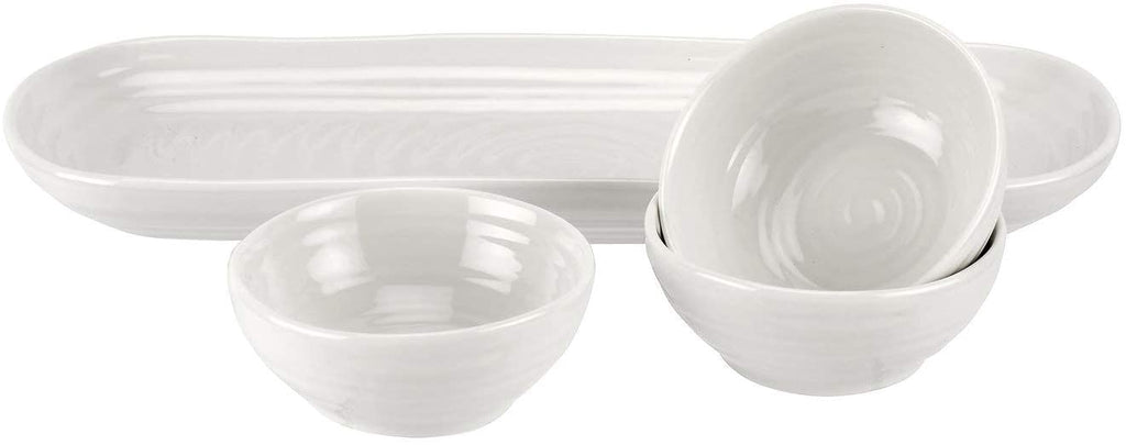 Portmeirion Sophie Conran Porcelain 3 Bowl & 1 Tray Set, White