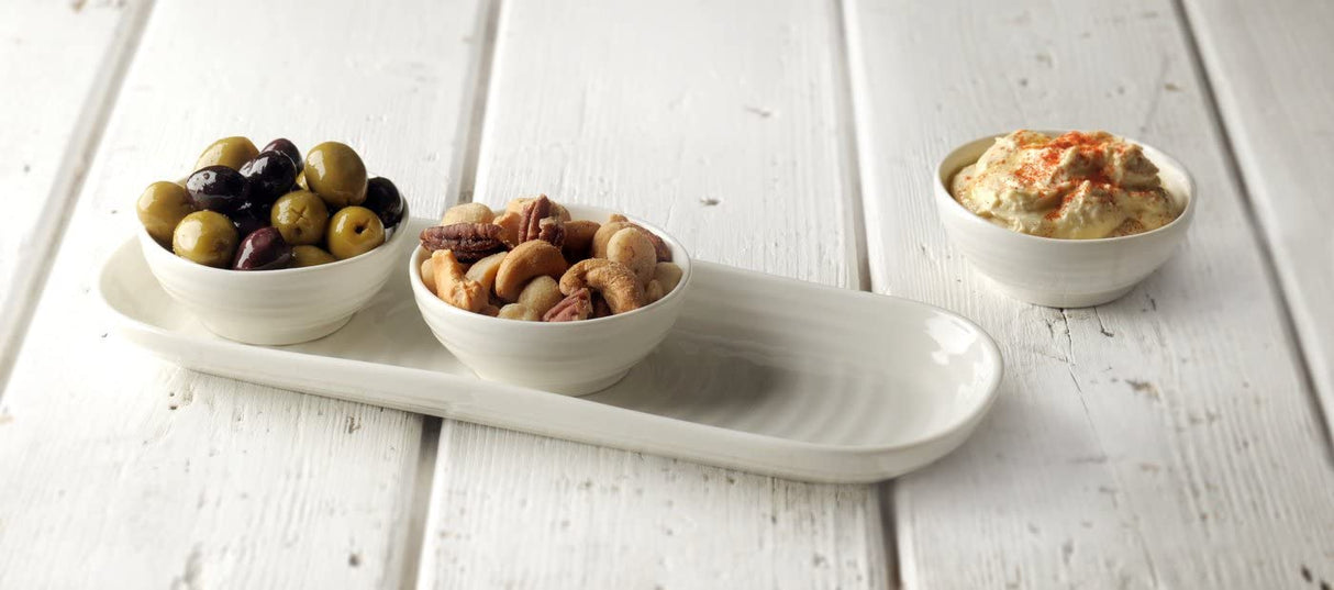 Portmeirion Sophie Conran Porcelain 3 Bowl & 1 Tray Set, White