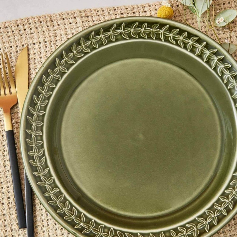 Portmeirion Botanic Garden Earthenware Harmony Dinner Plate, Set of 4, Forest Green
