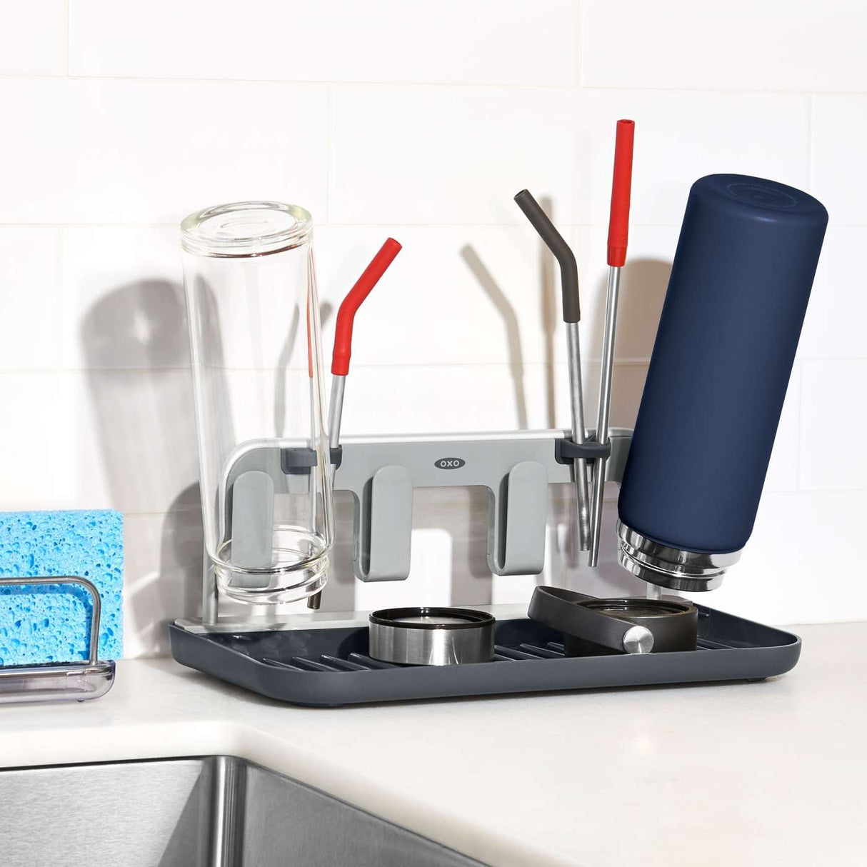 Image - OXO Good Grips Water Bottle Drying Rack, Grey