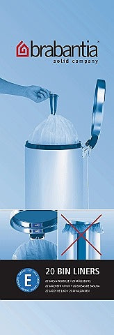 Image - Brabantia Slimline Perfect Fit 20 Bin Liners, Size E, White