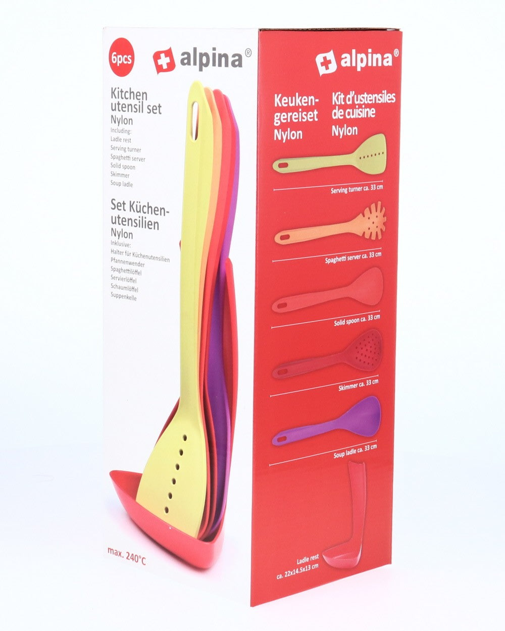 Image - Alpina Kitchen Utensil Set, 6 Piece Set, 33cm, Assorted Colours