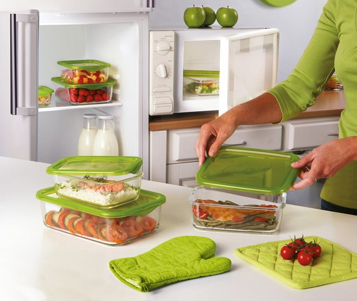 Image - Luminarc Keep'n Box Rectangular With Green Lid, 37cl