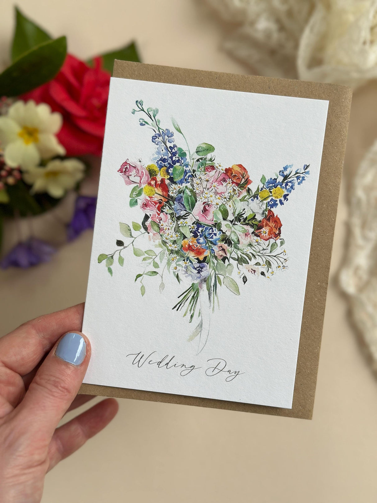 Katie Hipwell Design Floral Happy Wedding Day Card