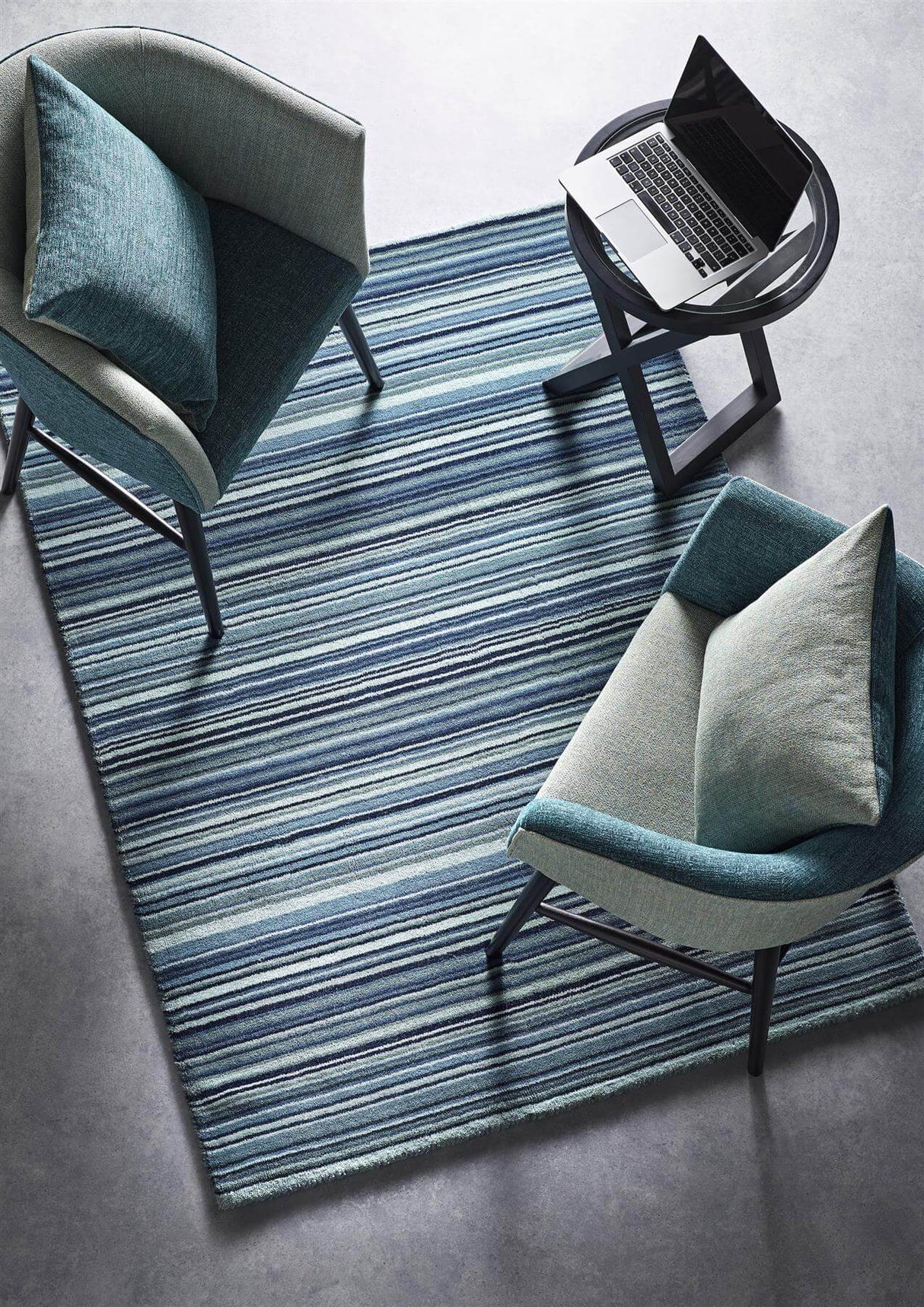 Fine Stripes Blue Rug | The Rugs 100% Wool