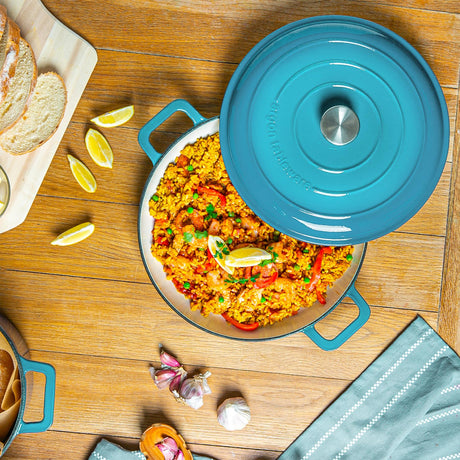 Rinkit Teal Ombre Cast Iron Shallow Casserole Dish - 2.3L
