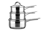 Orsina Crosse Set of 3 Stainless Steel Saucepans with Lids