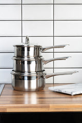 Orsina Crosse Set of 3 Stainless Steel Saucepans with Lids