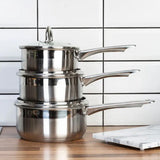 Orsina Crosse Set of 3 Stainless Steel Saucepans with Lids