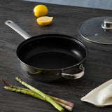 Orsina Stainless Steel Non-Stick Frypan with Glass Lid - 24cm