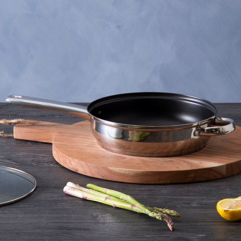 Orsina Stainless Steel Non-Stick Frypan with Glass Lid - 24cm