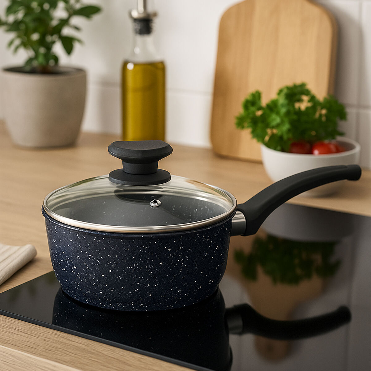 Orsina Stoneflam Saucepan with Glass Lid - 18cm