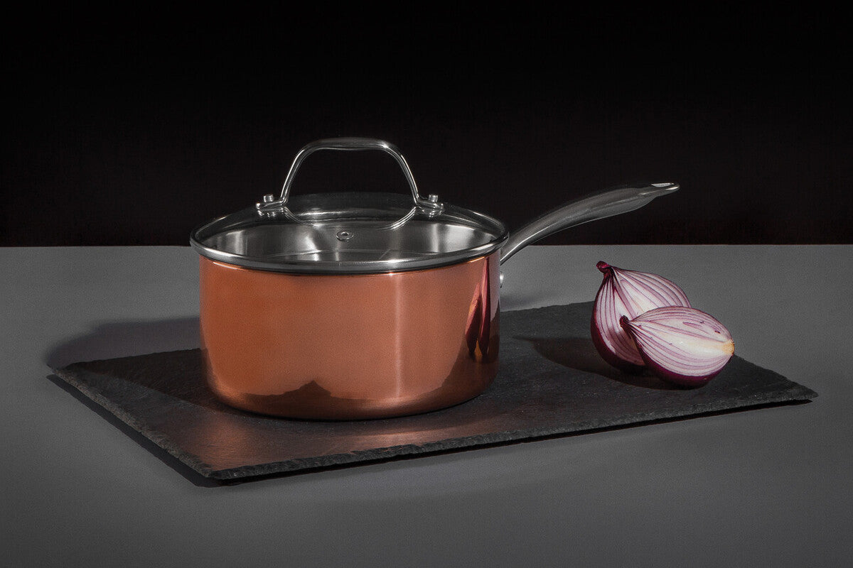 Orsina Minerva Copper Finish Saucepan with Lid - 18cm