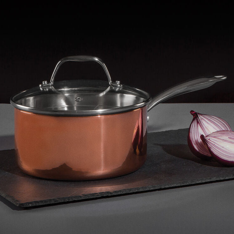 Orsina Minerva Copper Finish Saucepan with Lid - 18cm
