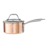Orsina Minerva Hammered Copper Finish Saucepan with Lid - 16cm