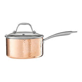 Orsina Minerva Hammered Copper Finish Saucepan with Lid - 18cm