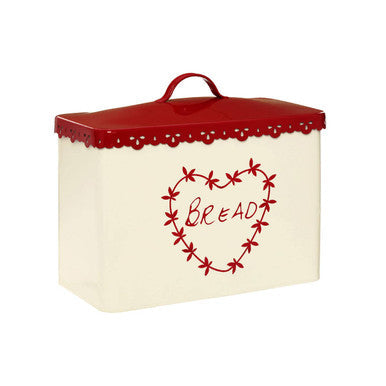 Orsina Anglaise Cream & Red Metal Bread Bin