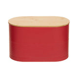 Orsina Alton Red Metal Bread Bin with Bamboo Lid