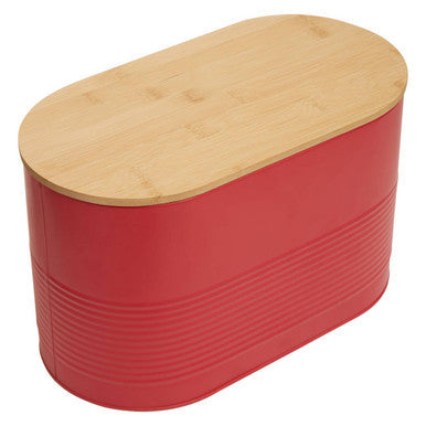 Orsina Alton Red Metal Bread Bin with Bamboo Lid