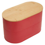 Orsina Alton Red Metal Bread Bin with Bamboo Lid